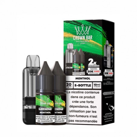 Menthol - Cartouche Cubic 30k 20ml avec 2 x E-liquides 20mg 10ml - Crown Bar by Al Fakher