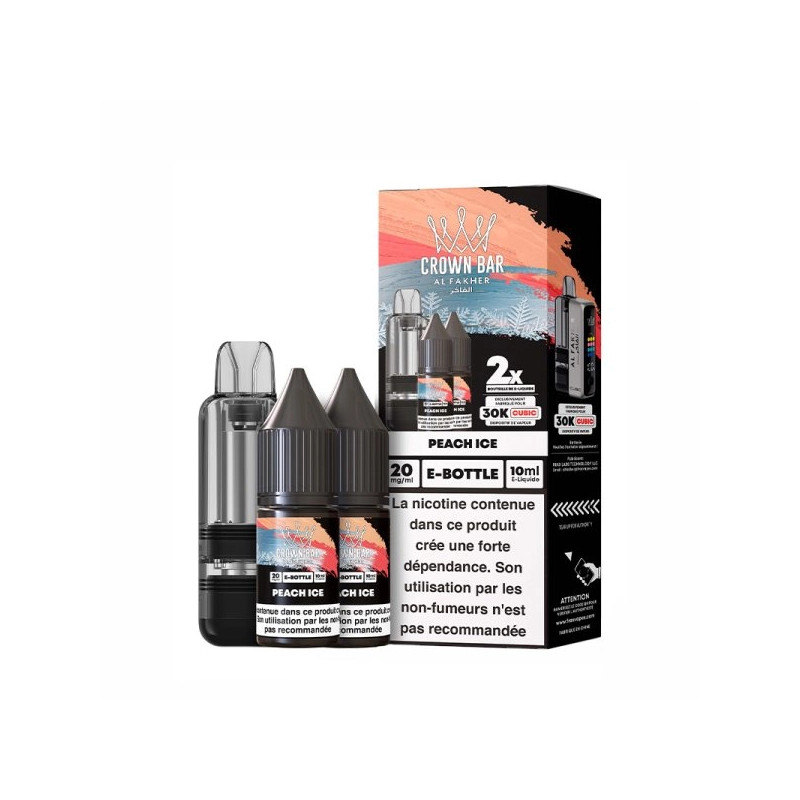 Peach Ice - Cartouche Cubic 30k 20ml avec 2 x E-liquides 20mg 10ml - Crown Bar by Al Fakher