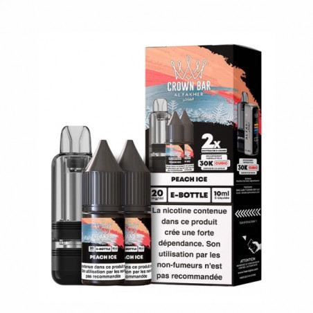 Peach Ice - Cartouche Cubic 30k 20ml avec 2 x E-liquides 20mg 10ml - Crown Bar by Al Fakher