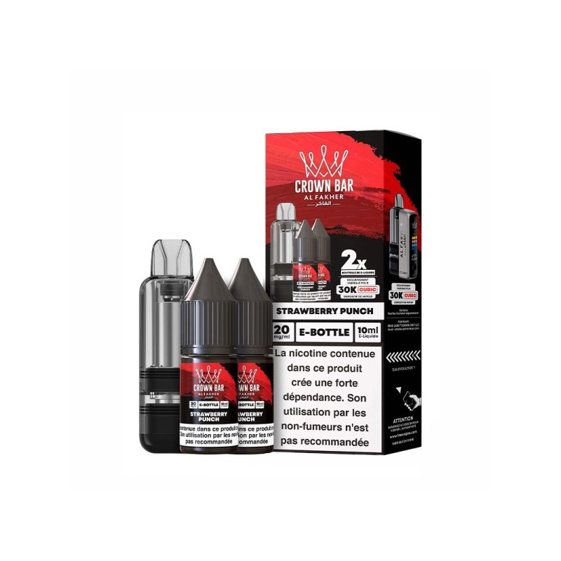 Strawberry Punch - Cartouche Cubic 30k 20ml avec 2 x E-liquides 20mg 10ml - Crown Bar by Al Fakher