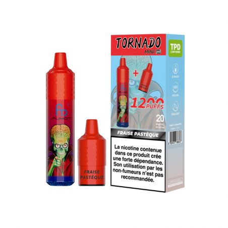 Kit Tornado Mini 1200 Puffs (+ 2 Pods 2ml 20mg) Fumot - Fraise Pastèque