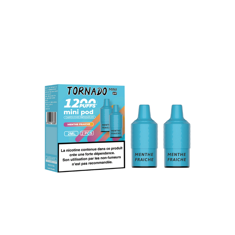 Pack de 2 Pods Tornado Mini 2ml 20mg Menthe Fraîche