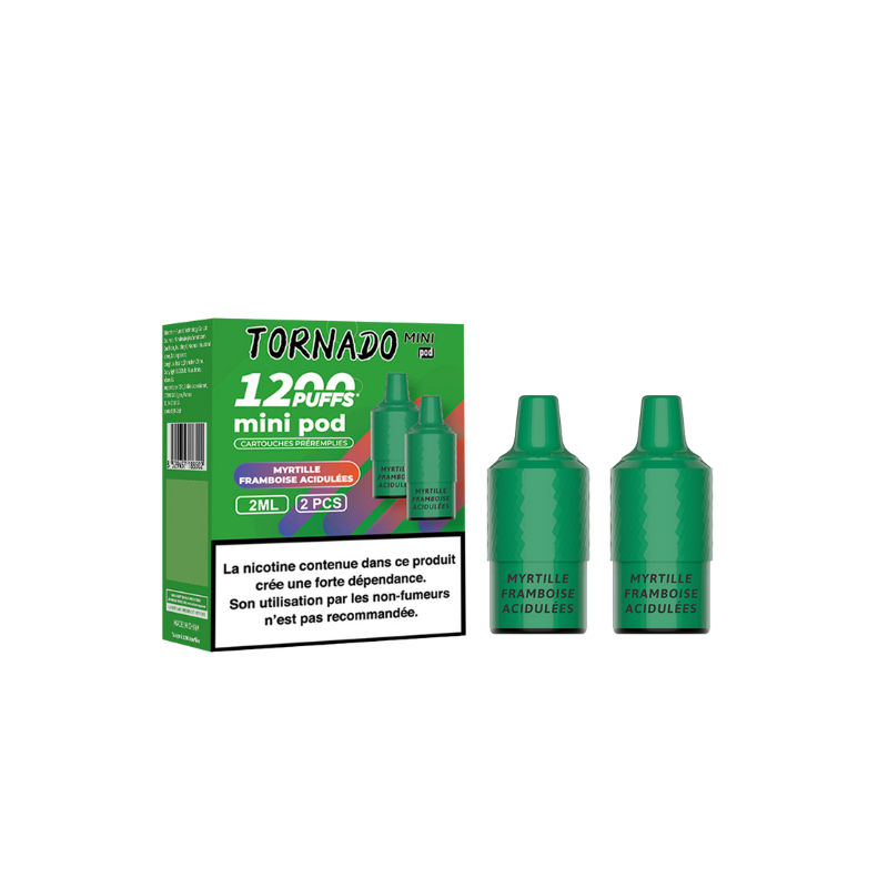 Pack de 2 Pods Tornado Mini 2ml 20mg Myrtille Framboise Acidulées