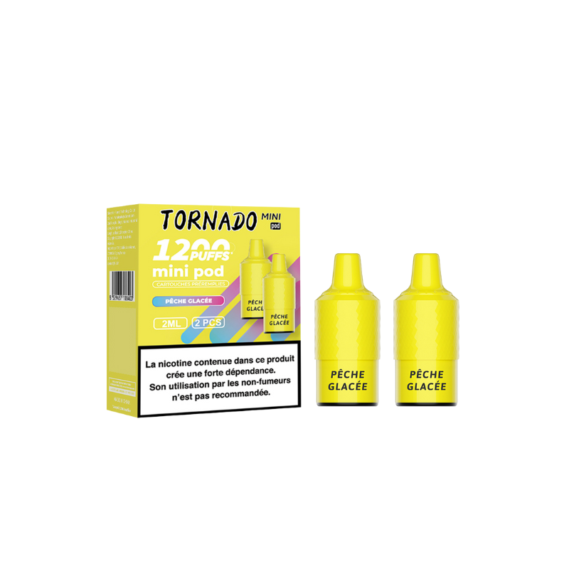 Pack de 2 Pods Tornado Mini 2ml 20mg Pêche Glacée