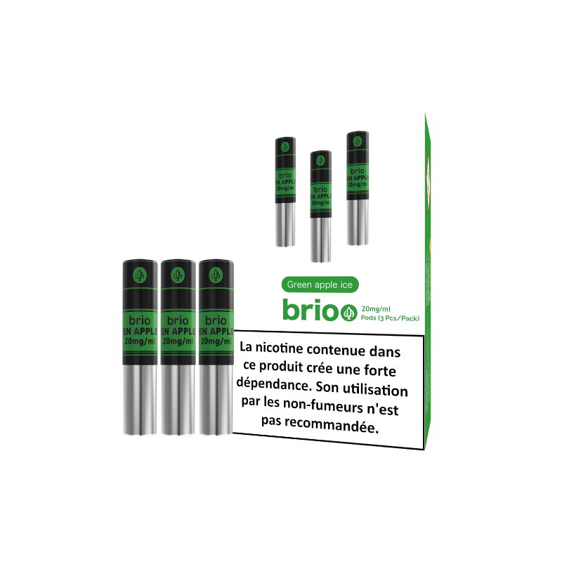 Pack de 3 Pods Brio 1ml 20mg Da One - Pomme Verte Glacée