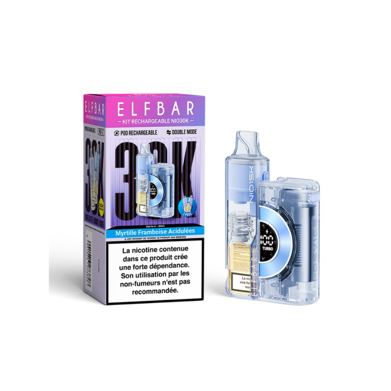 Kit NIO 30K 2mL (+ 2 x 10ml) 20mg Elfbar - Myrtille Framboise Acidulée