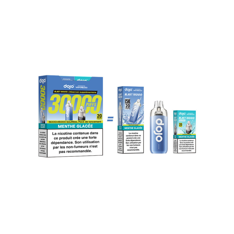 Kit Dojo Blast Menthe Glacée 30K 2ml (+2 x 10ml) 20mg Vaporesso