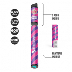 Myrtille Framboise - Starter Kit Wpuff 600 Original Pod 2ml - Liquideo - Infos