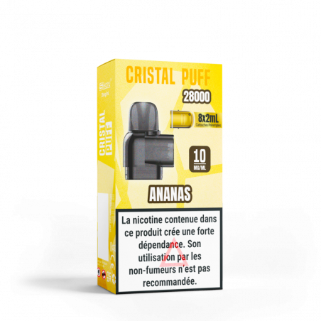 Cartouche Cristal Puff 28K x8 - Ananas 10mg & 20mg | Cristal Puff