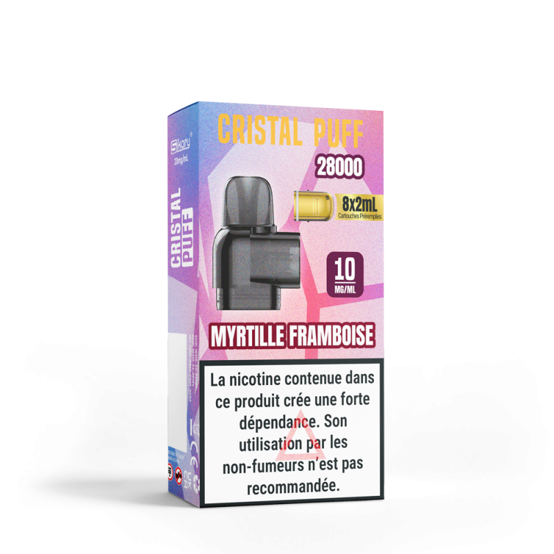Cartouche Cristal Puff 28K x8 - Myrtille Framboise 0mg, 10mg & 20mg | Vape Saveur Intense