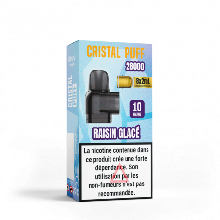 Cartouche Cristal Puff 28K x8 - Raisin Glacé 10mg & 20mg | Vape Fruitée Intense