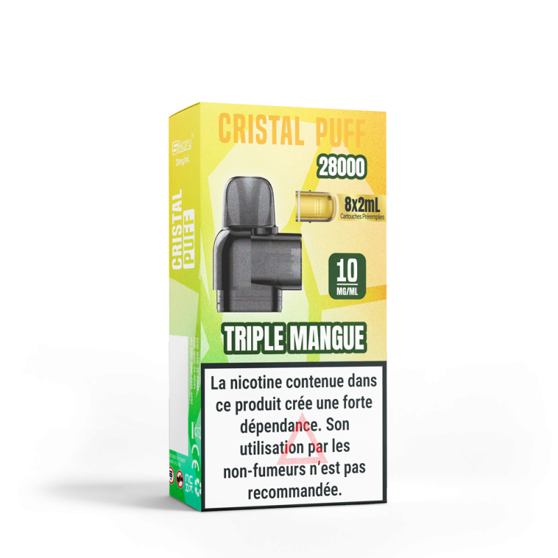 Cartouche Cristal Puff 28K x8 - Triple Mangue 10mg & 20mg | Vape Fruité Intense