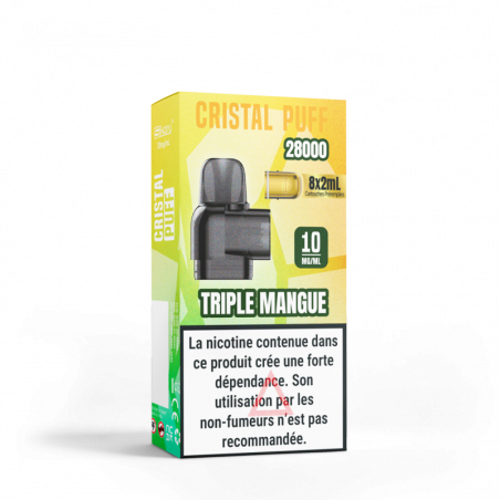 Cartouche Cristal Puff 28K x8 - Triple Mangue 10mg & 20mg | Vape Fruité Intense