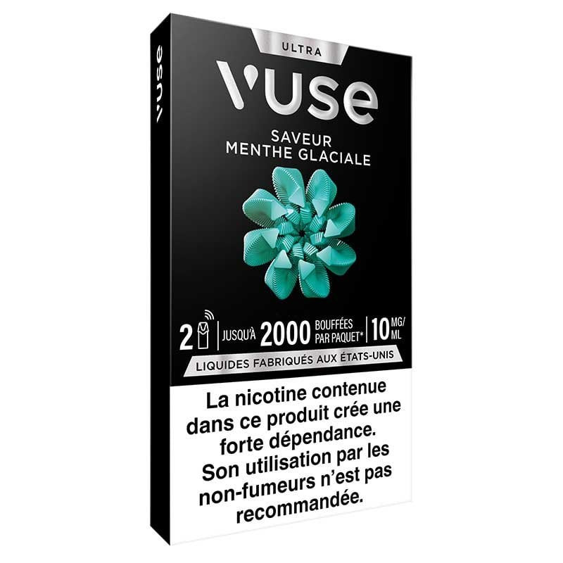 Recharges Ultra Vuse Menthe Glaciale | Pack 2 x 1000 bouffées