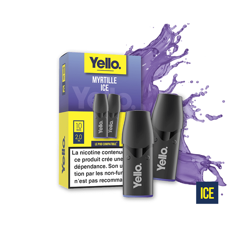 Myrtille Ice ePod - Yello - Vape Gourmande et Rafraîchissante au Goût de Myrtille - 2 Cartouches