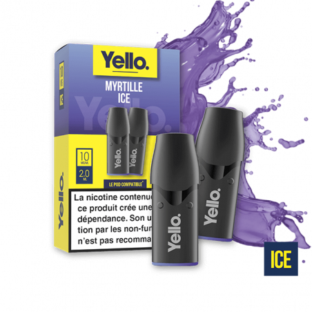 Myrtille Ice ePod - Yello - Vape Gourmande et Rafraîchissante au Goût de Myrtille - 2 Cartouches