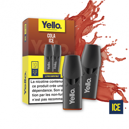 Cola Ice ePod - Yello - Vape Rafraîchissante au Goût Cola Classique avec Touche Glacée - 2 Cartouches