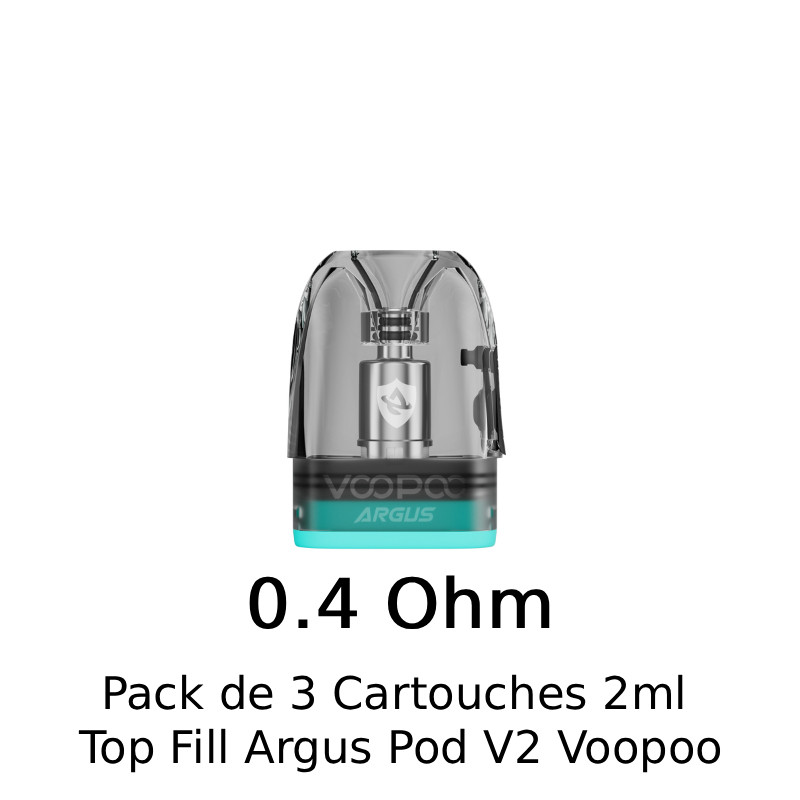 Pack de 3 Cartouches 2ml - Top Fill Argus - Pod V2 - Voopoo - 0.4 Ohm