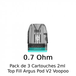 Pack de 3 Cartouches 2ml - Top Fill Argus - Pod V2 - Voopoo - 0.7 Ohm
