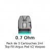 Pack de 3 Cartouches 2ml - Top Fill Argus - Pod V2 - Voopoo - 0.7 Ohm