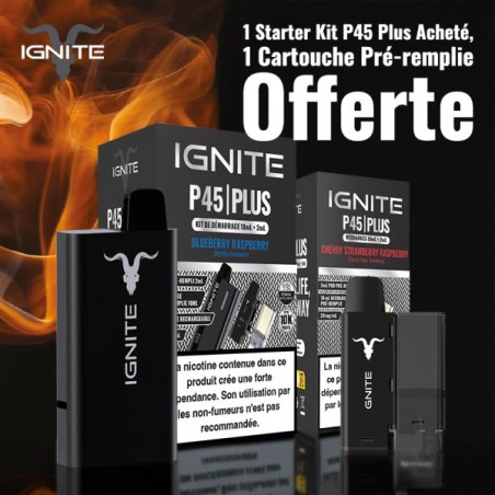 1 x Starter Kit P45 Plus Blueberry Raspberry avec 1 x Cartouche Cherry Strawberry Raspberry - Ignite