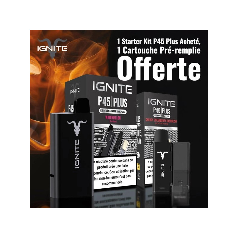 1 x Starter Kit P45 Plus Watermelon avec 1 x Cartouche Cherry Strawberry Raspberry - Ignite
