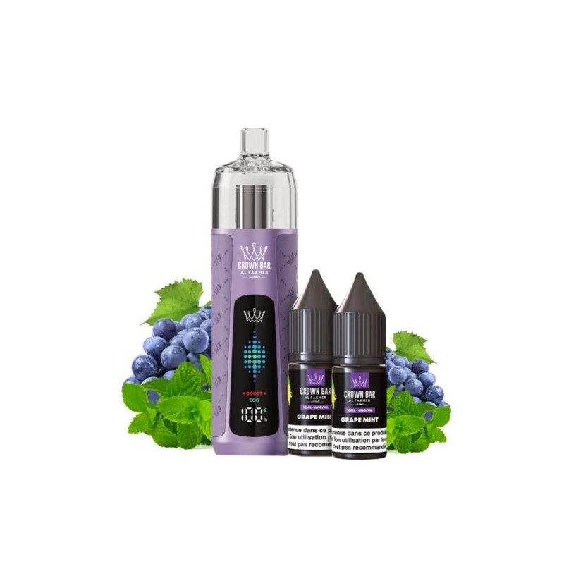 Grape Mint - Kit Refill Pro 1000mAh 2x10ml 6mg - Crown Bar Al Fakher