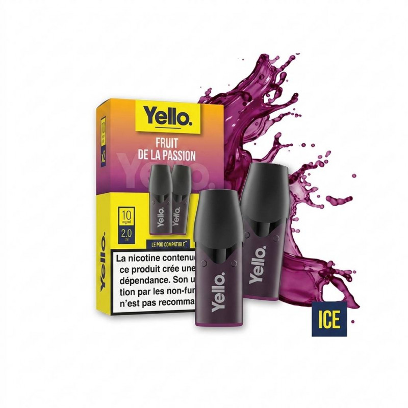 Fruit de la Passion ePod - Yello - Vape Douce et Rafraîchissante au Goût de Pêche - 2 Cartouches