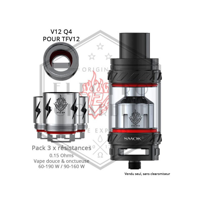 Pack de 3 x Résistances V12 Q4 TFV12 - 0.15 ohm - Smoktech