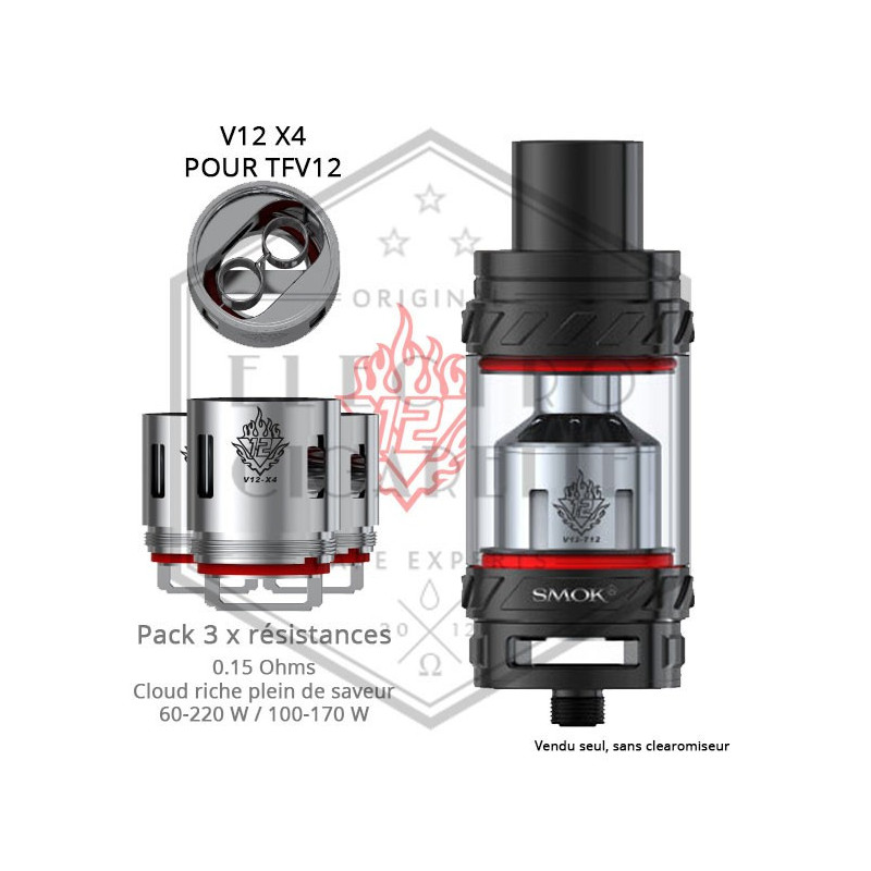Pack de 3 x Résistances V12 X4 TFV12 - 0.15 ohm - Smoktech