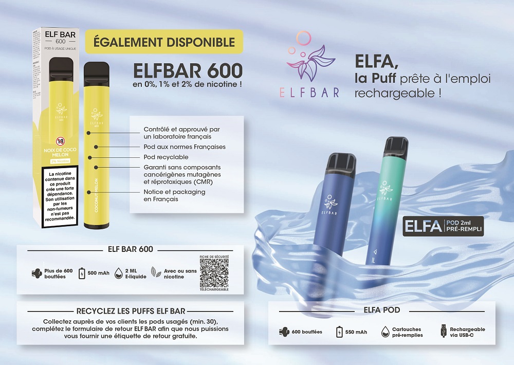 Elfbar par Elfbar, comparaison entre les modèles Elfbar 600 et Elfbar Elfa
