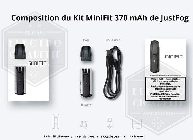 Kit MiniFit 370 mAh JustFog - Composition du Kit