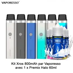 Kit XROS 800mAh - Vaporesso avec Premix Halo - 60 ml