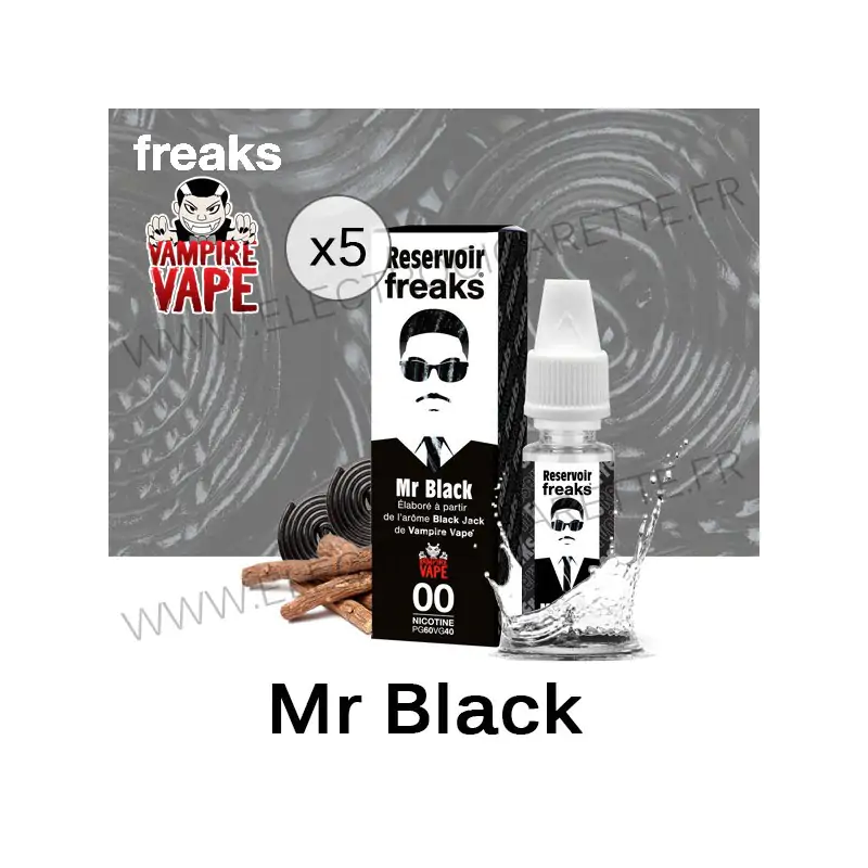 Pack de 5 x Mr Black - Réservoir Freaks - Vampire Vape - 5x10 ml