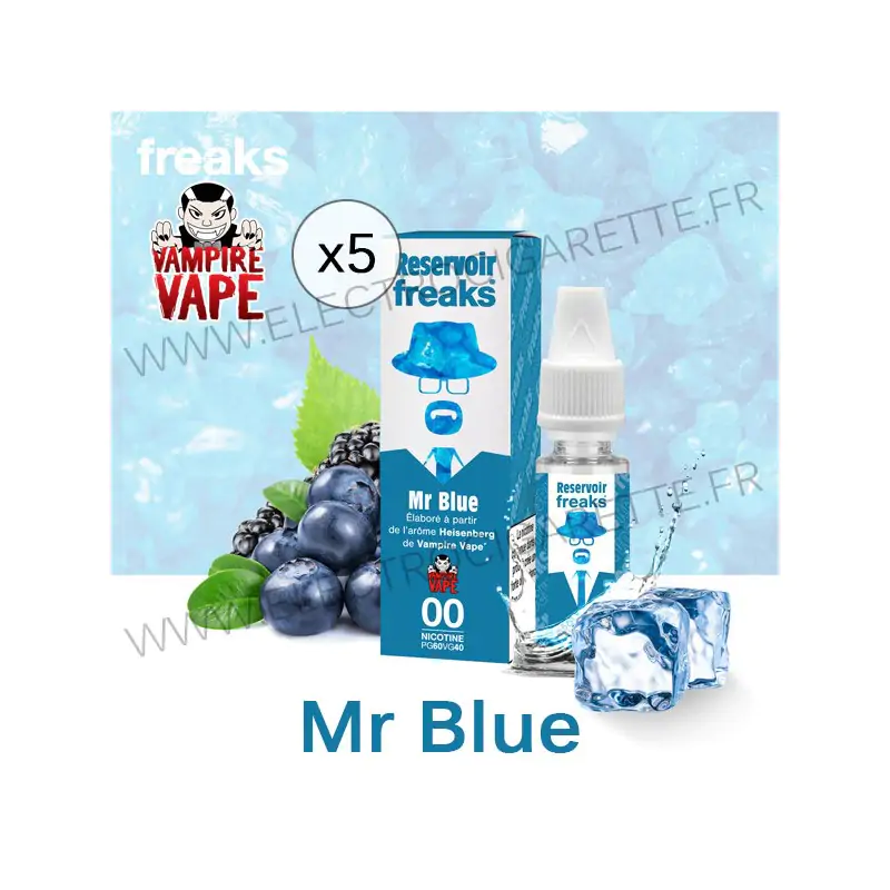 Pack de 5 x Mr Blue - Réservoir Freaks - Vampire Vape - 5x10 ml