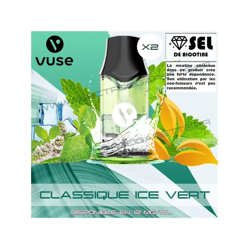 Cartouche EPOD Classique Ice Vert - Pod VPro ePod - 2 x Capsules - Vuse (ex Vype)