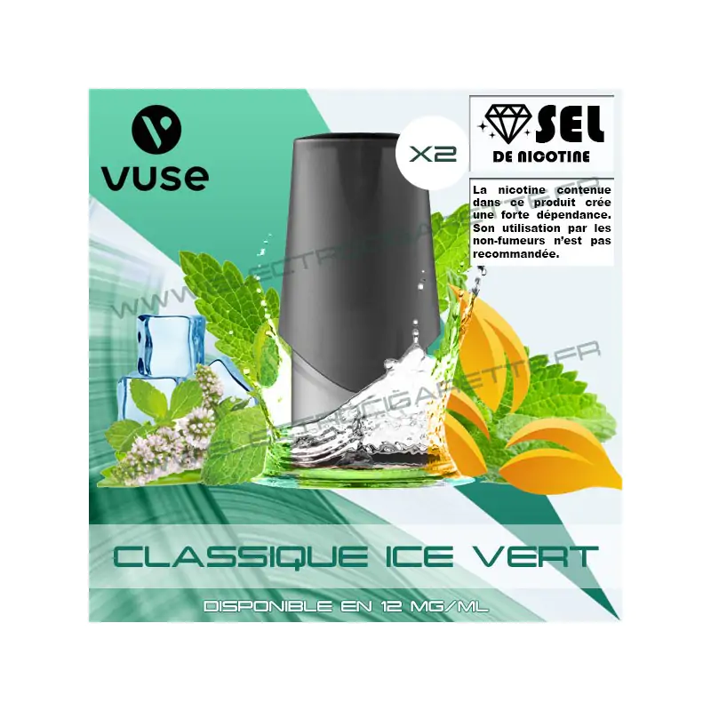 Cartouche EPEN3PRO Pod Vype ePen 3 Pro Classique Ice Vert - 2 x Capsules - Vuse (ex Vype) - Sel de nicotine