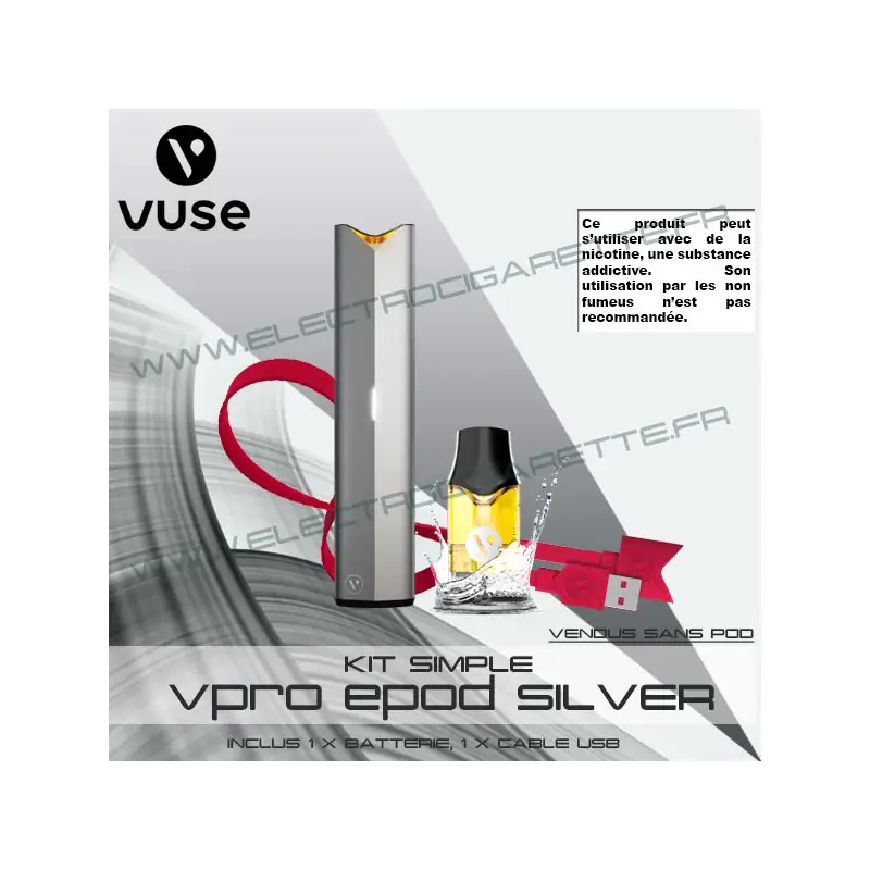 Batterie ePod Silver avec 1 x cable USB - Vuse (ex Vype)