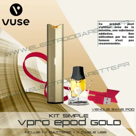 Batterie ePod 2 Or Gold avec un cable USB - Vuse (ex Vype)