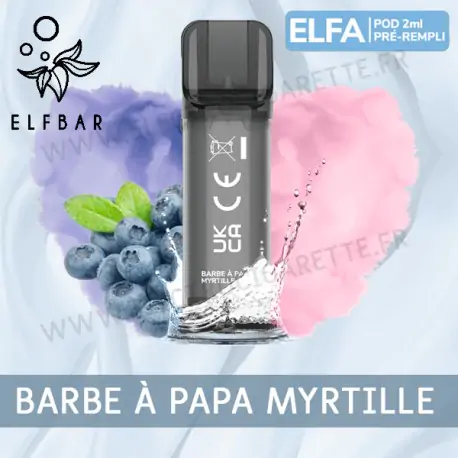 Barbe à papa Myrtille - 2 x Capsules Pod Elfa par Elf Bar - 2ml - Vape Pen