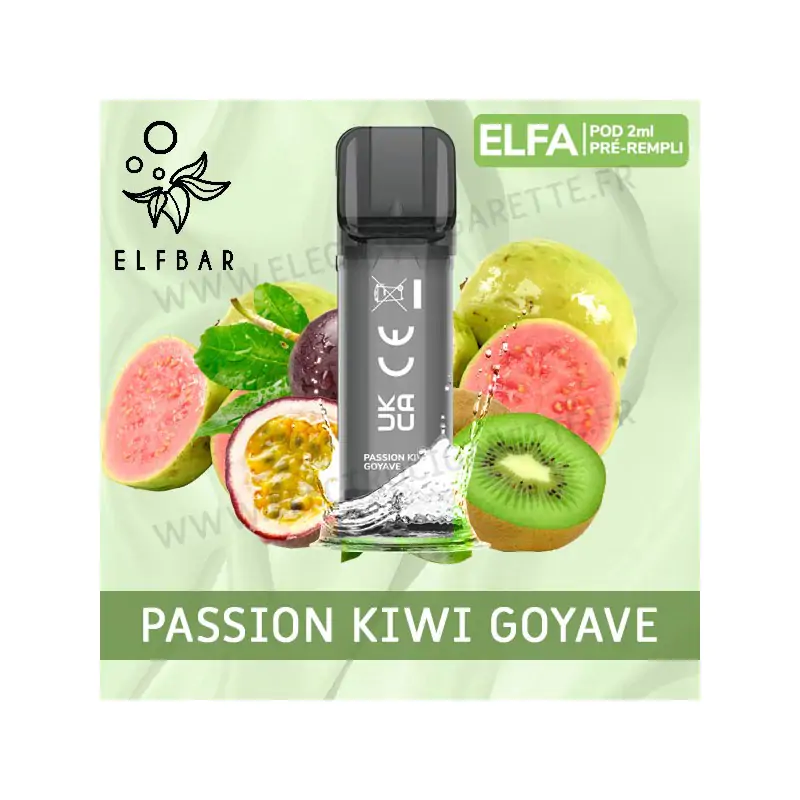 Passion Kiwi Goyave - 2 x Capsules Pod Elfa par Elf Bar - 2ml - Vape Pen