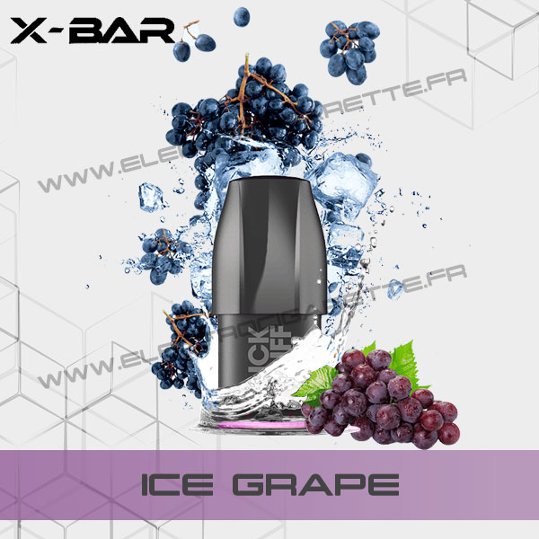 Cartouche Pod X-Bar Click Puff Ice Grape - Raisin Glacé