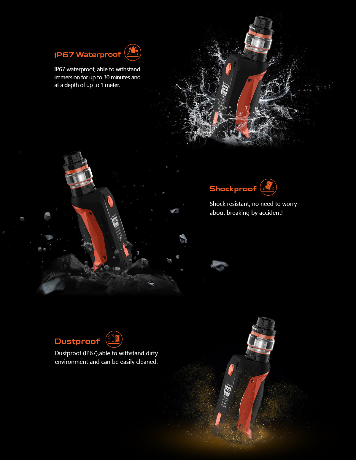 Mod Geekvape Aegis Solo 100W - IP67, résiste à l'eau, à la poussiere, aux chocs... le Mod tout terrain !