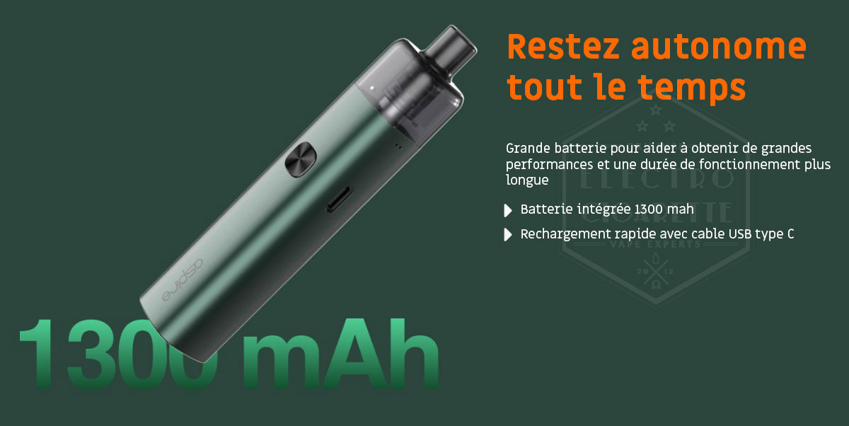 Aspire AVP Cube - Autonomie de 1300 mAh