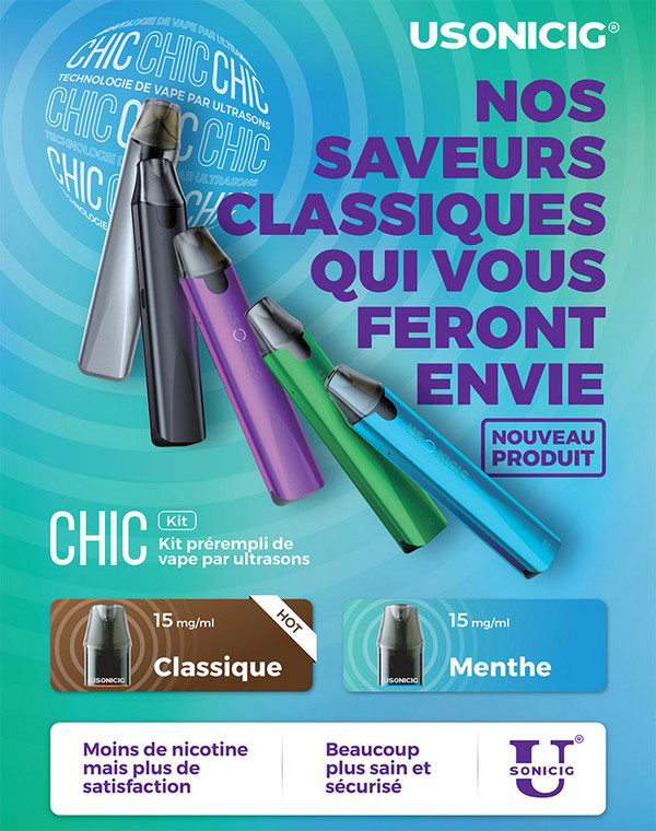 Un goût identique du début à la fin du pod pour le Kit Chic Ultrasonic par Usonicig