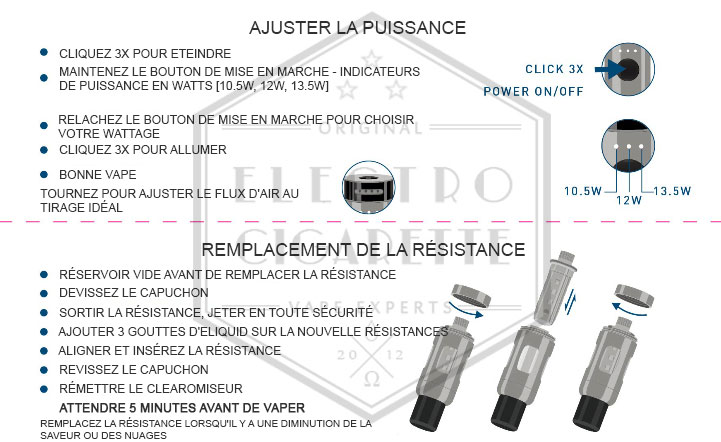Kit Endura T18-2 - 2.5ml - 1300mAh - Innokin - Changement de résistance