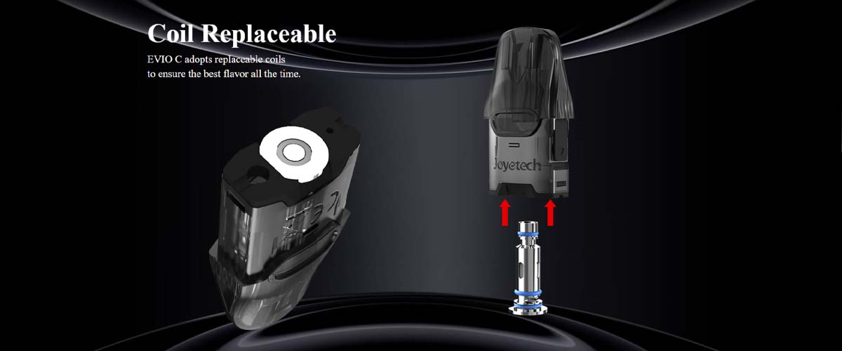 Kit eVio C 800 mAh Joyetech - Changement de résistance facilité sur le pod