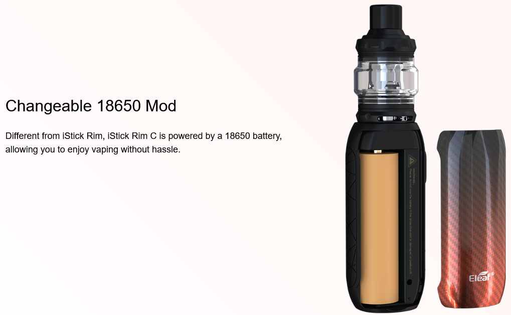 Kit iStick Rim-C 80W avec Melo 5 Eleaf - Chgangement d'accu