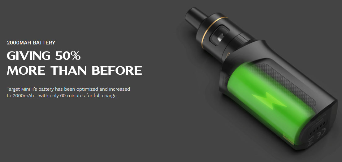 Kit Target Mini 2 - 50W - 2000mAh avec VM 2ml - Vaporesso - Autonomie