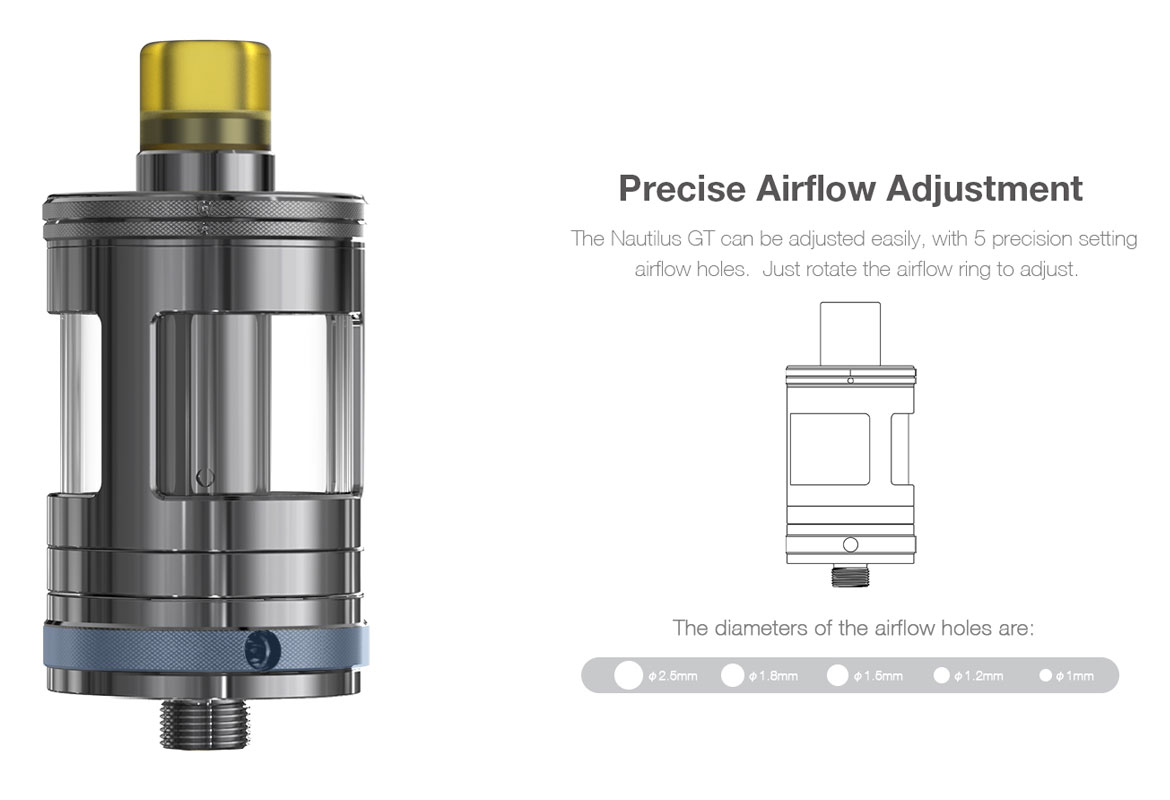 Kit Nautilus GT avec atomiseur Nautilus GT 3ml Silver - Taifun - Aspire - Clearomiseur Airflow